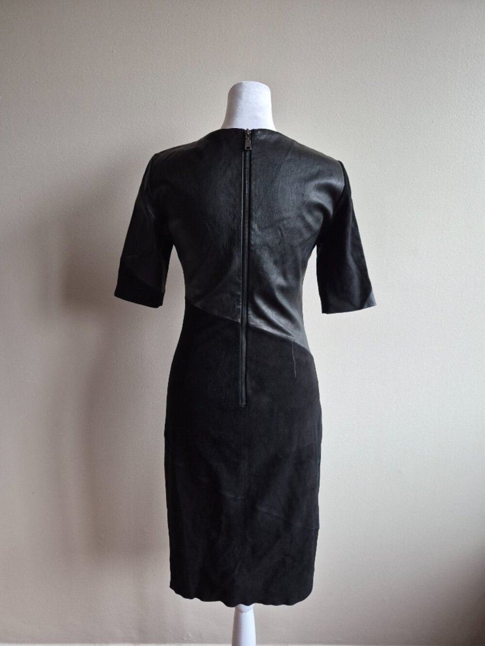 New Elie Tahari Black Suede & Leather Dress Size 0 - Picture 5 of 15